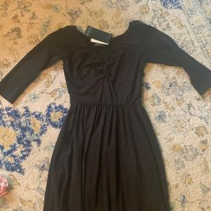 KAYLA SWING DRESS IN SOLID BLACK COTTON KNIT